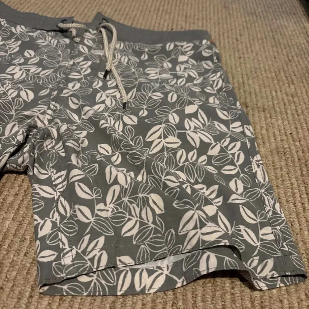 Men's Faherty Classic Board Shorts Avellanas Print Sage Green Size 29 7